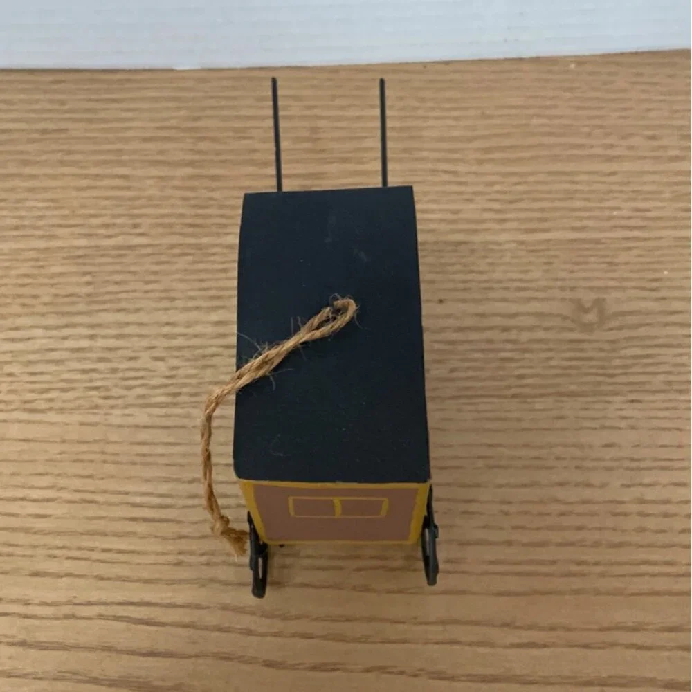 Vtg Amish Covered Wagon Christmas Ornament Hand-Painted Hardware Saw Hammer Tool